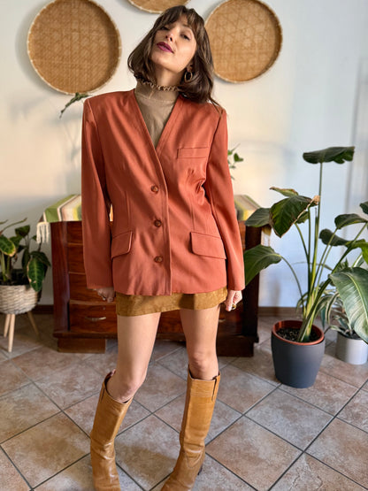 1970's vintage dark orange wool blazer