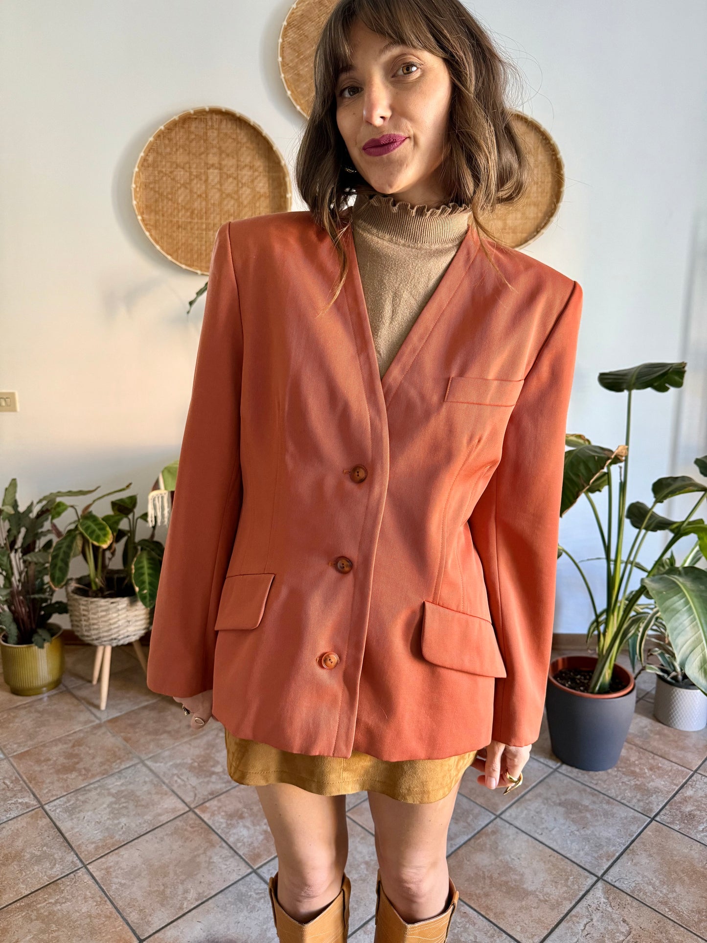 1970's vintage dark orange wool blazer