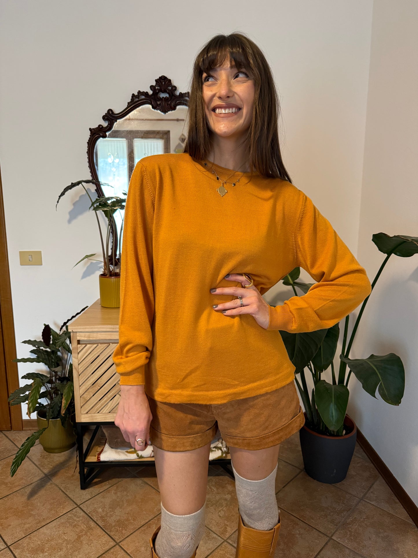 1980's vintage mustard yellow wool pullover