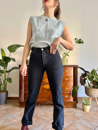 1990's vintage black denim button fly jeans