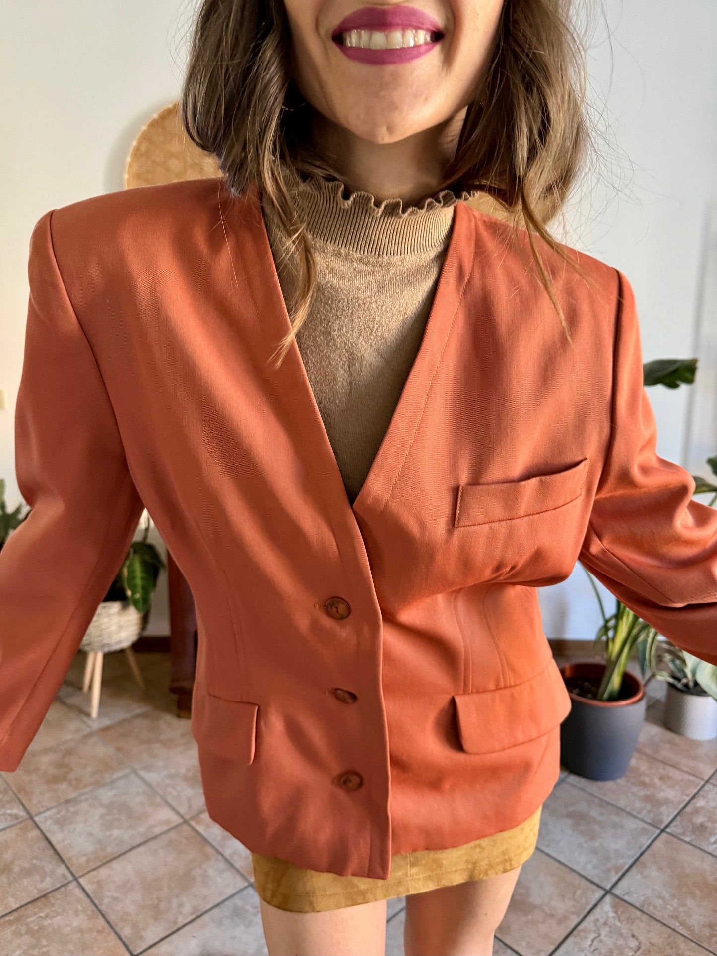1970's vintage dark orange wool blazer