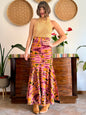 1970's vintage pink and orange tie dye effect mermaid cut maxi skirt