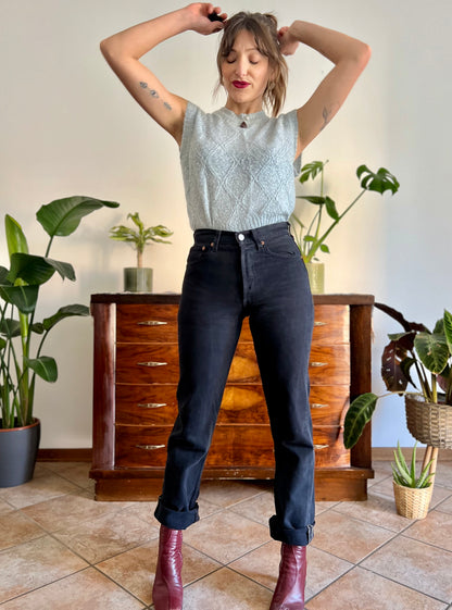 1990's vintage black denim button fly jeans