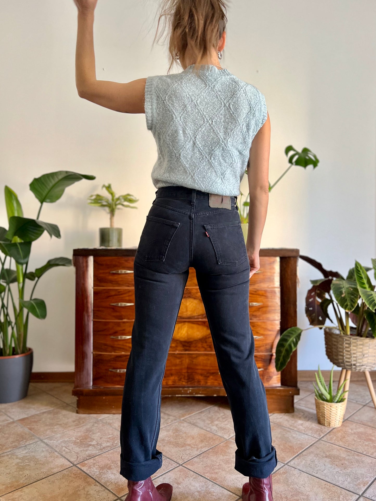 1990's vintage black denim button fly jeans