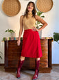 1970's vintage cherry red woven wool mini skirt