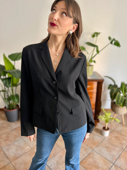 1990's vintage black wool blend tailored blazer