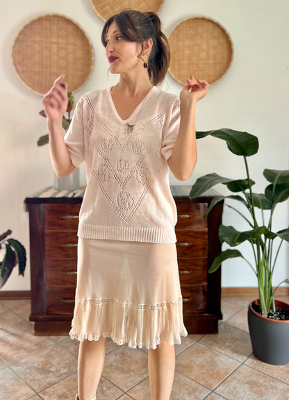 1980's vintage light peach knit top