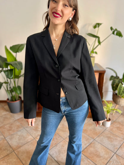 1990's vintage black wool blend tailored blazer