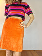 1970's vintage orange chenille mini skirt