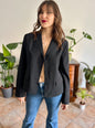 1990's vintage black wool blend tailored blazer