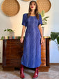 1990's vintage multi tonal blue animal print maxi dress