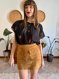 1990's vintage sheer plack and orange polka dot blouse with sequin detailing