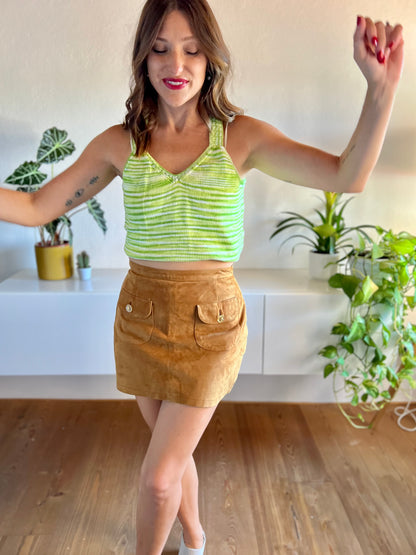 1970's vintage lime green and cream knit top