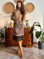1990's vintage brown and black animal print midi skirt