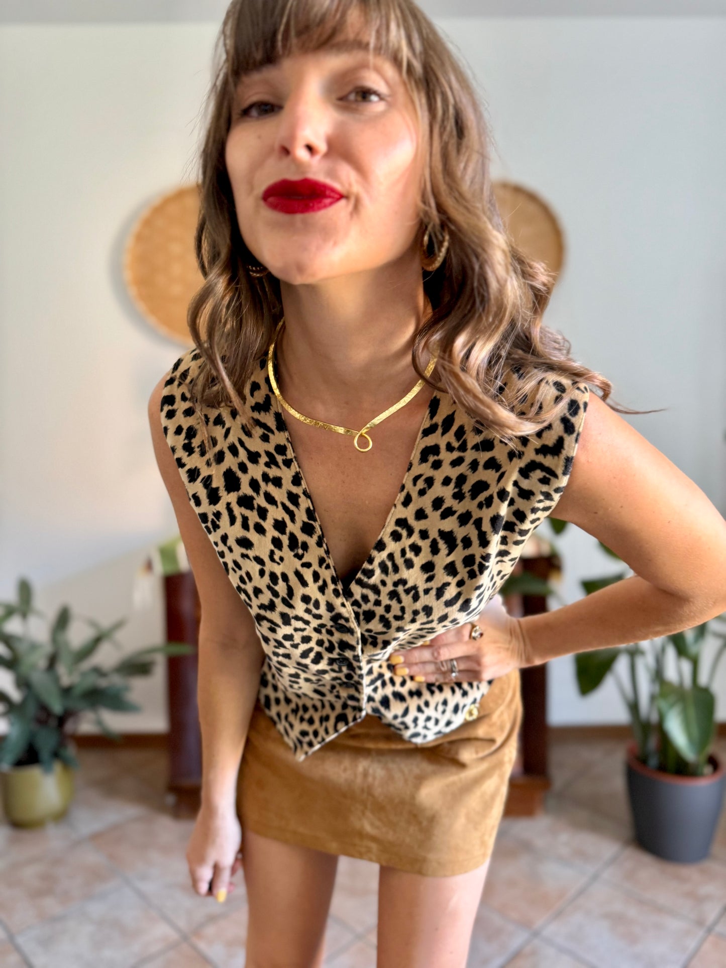 1970’s vintage velvet leopard print vest