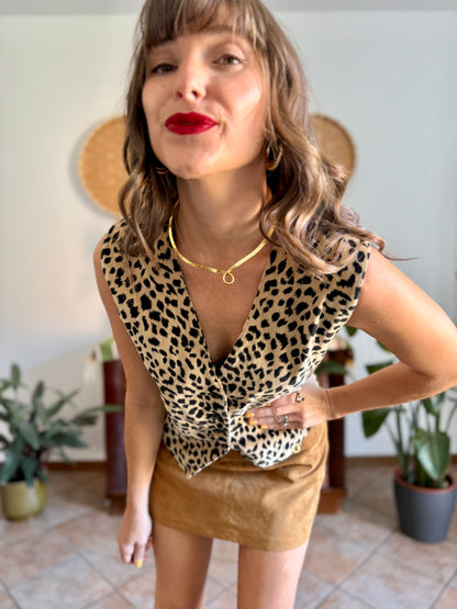 1970’s vintage velvet leopard print vest