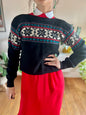 1970's vintage black and red snowflake knit pullover