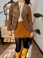 1970's vintage chocolate brown and butter yellow velvet floral blazer