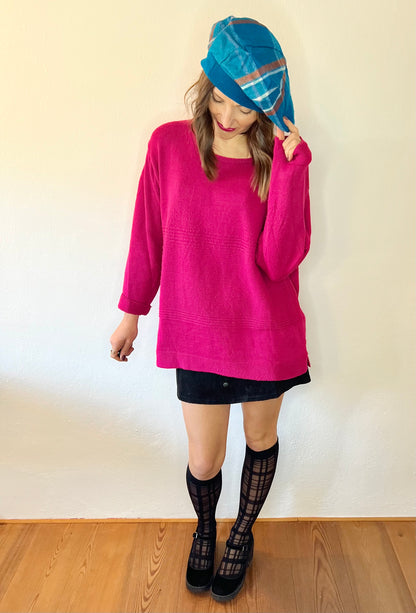 1980's vintage fuchsia oversize wool blend pullover