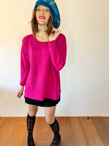 1980's vintage fuchsia oversize wool blend pullover