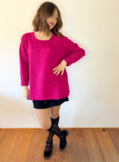 1980's vintage fuchsia oversize wool blend pullover