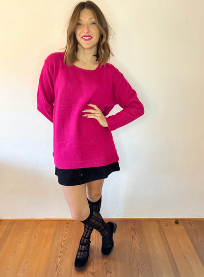 1980's vintage fuchsia oversize wool blend pullover