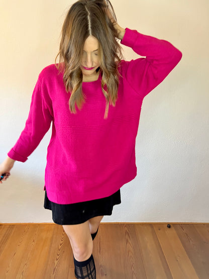 1980's vintage fuchsia oversize wool blend pullover