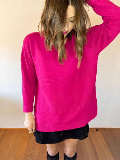 1980's vintage fuchsia oversize wool blend pullover