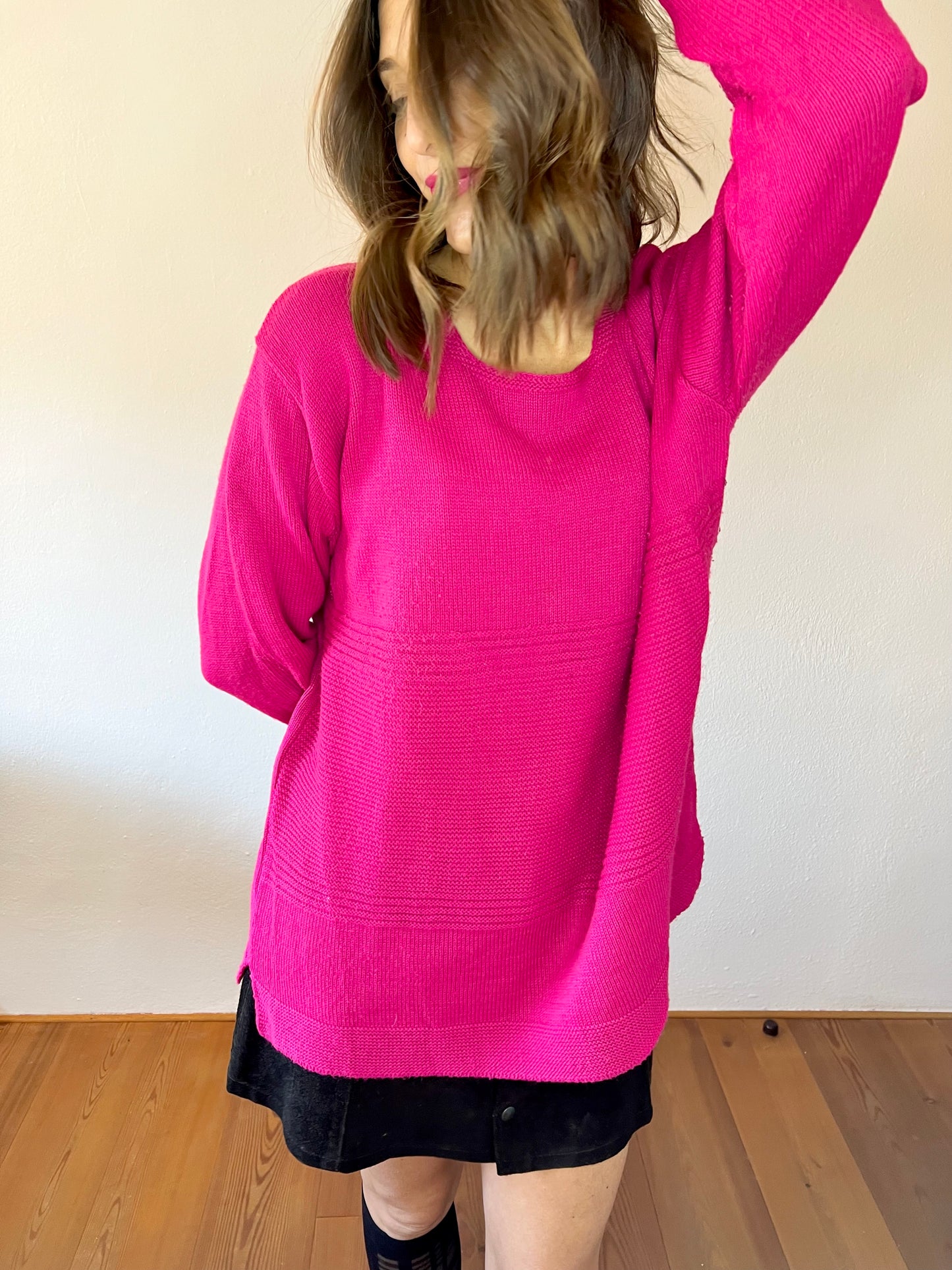 1980's vintage fuchsia oversize wool blend pullover