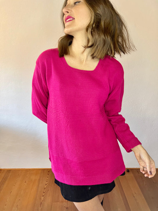 1980's vintage fuchsia oversize wool blend pullover