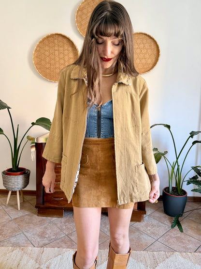 1970's vintage khaki and leopard print reversible jacket