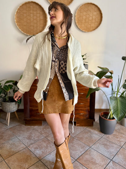 1960's vintage hand knit cream wool cardigan