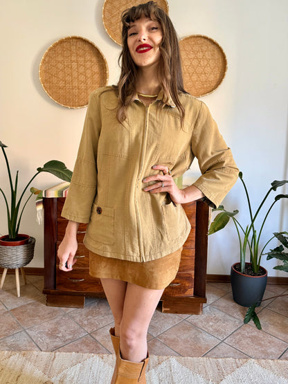 1970's vintage khaki and leopard print reversible jacket