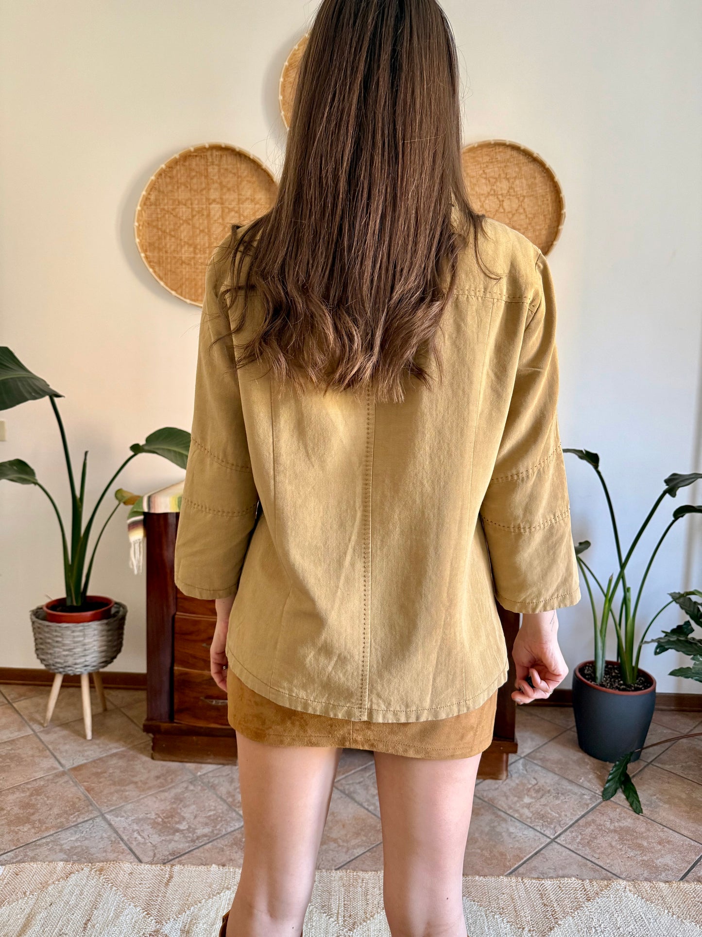 1970's vintage khaki and leopard print reversible jacket