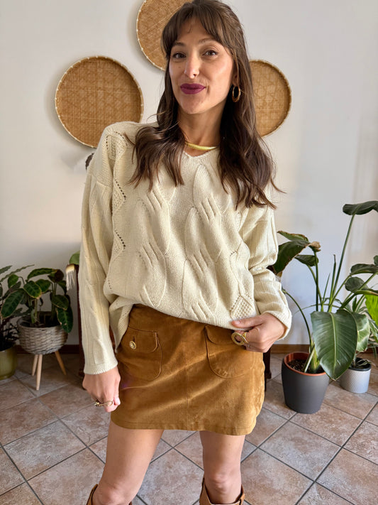 1970's vintage cream chunky cable knit pullover