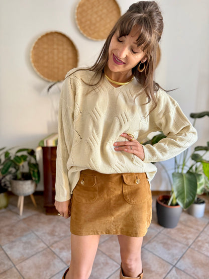 1970's vintage cream chunky cable knit pullover