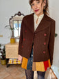1970's vintage chocolate brown textured wool blazer with oversize buttons