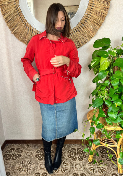 1980's vintage red belted rain coat