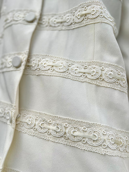 1980's vintage cream blazer with lace detail