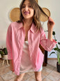 Y2k vintage pink and white diagonal stripe shirt