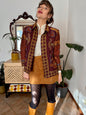 1970's vintage burgundy and mustard yellow woven wool floral shirt