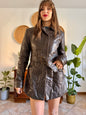 1990's vintage chocolate brown leather jacket with matching belt