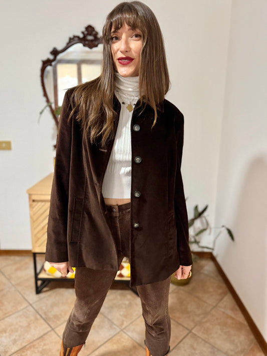 1990's vintage chocolate brown velvet corduroy jacket