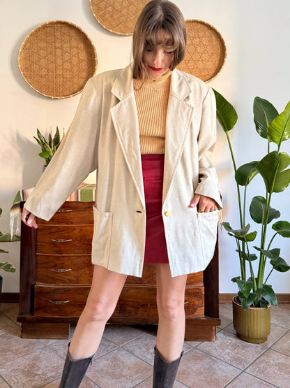 1980's vintage cream linen and wool blend oversize blazer