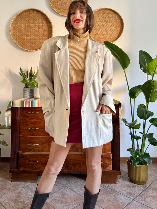 1980's vintage cream linen and wool blend oversize blazer