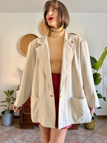 1980's vintage cream linen and wool blend oversize blazer