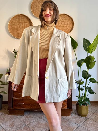 1980's vintage cream linen and wool blend oversize blazer