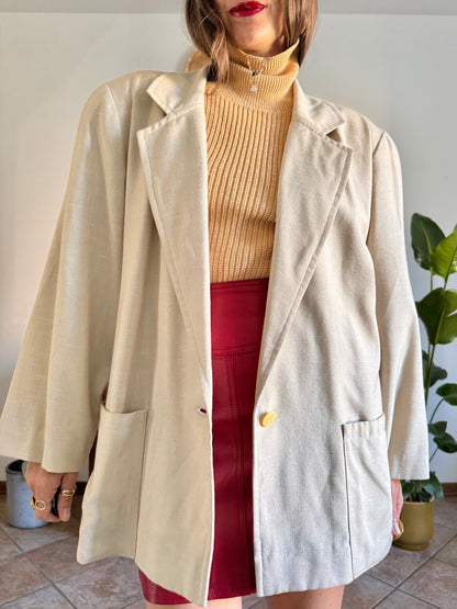 1980's vintage cream linen and wool blend oversize blazer