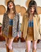 1970's vintage khaki and leopard print reversible jacket
