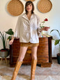 1990's vintage beige floral linen jacket with ruffle embroidered bell sleeves